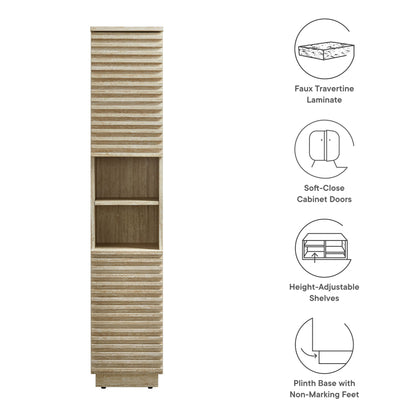 Modway furniture Render Tall Narrow Faux Travertine Linen Storage Cabinet - EEI-7178-TRA