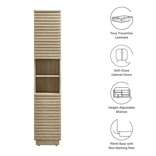 Modway furniture Render Tall Narrow Faux Travertine Linen Storage Cabinet - EEI-7178-TRA