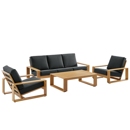Modway Furniture Lirienne 4-Piece Outdoor Patio Aluminum Faux Wood Furniture Set – EEI-7309