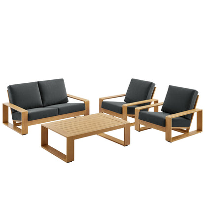 Modway Furniture Lirienne 4-Piece Outdoor Patio Aluminum Faux Wood Furniture Set – EEI-7322