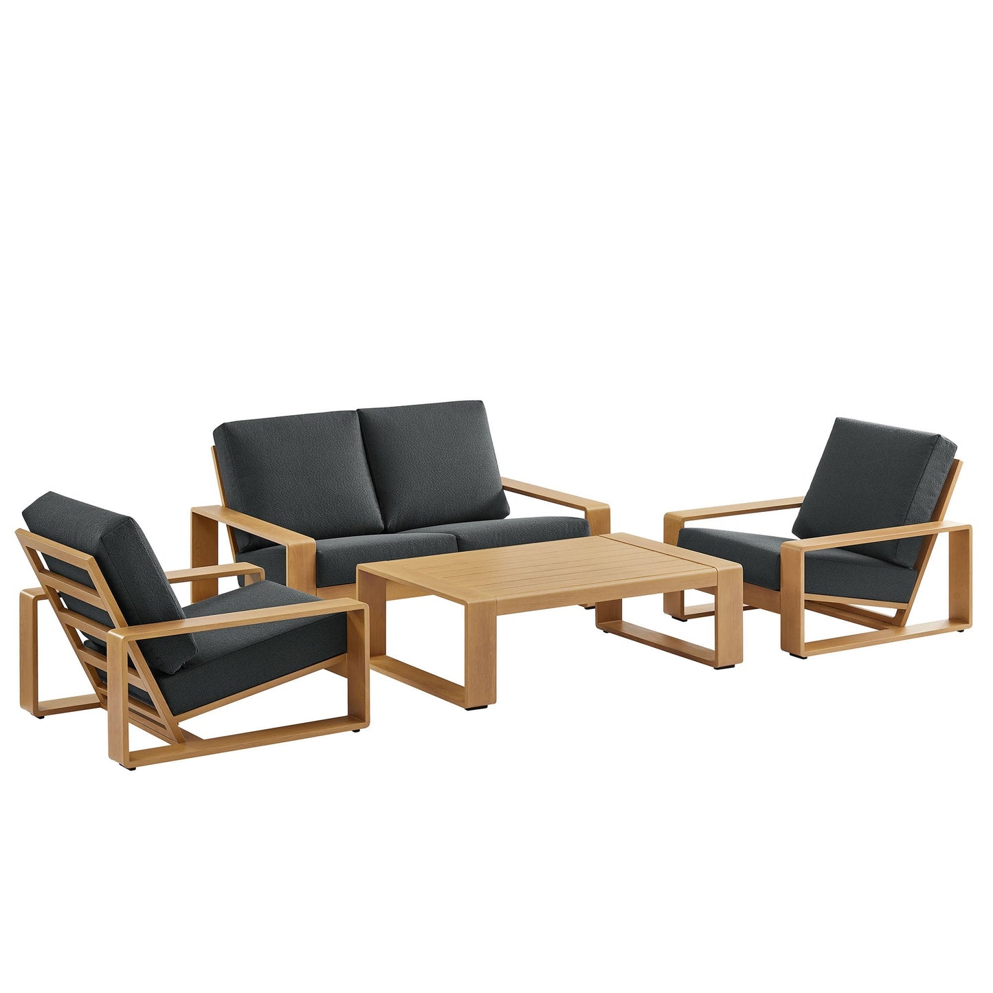 Modway Furniture Lirienne 4-Piece Outdoor Patio Aluminum Faux Wood Furniture Set – EEI-7322