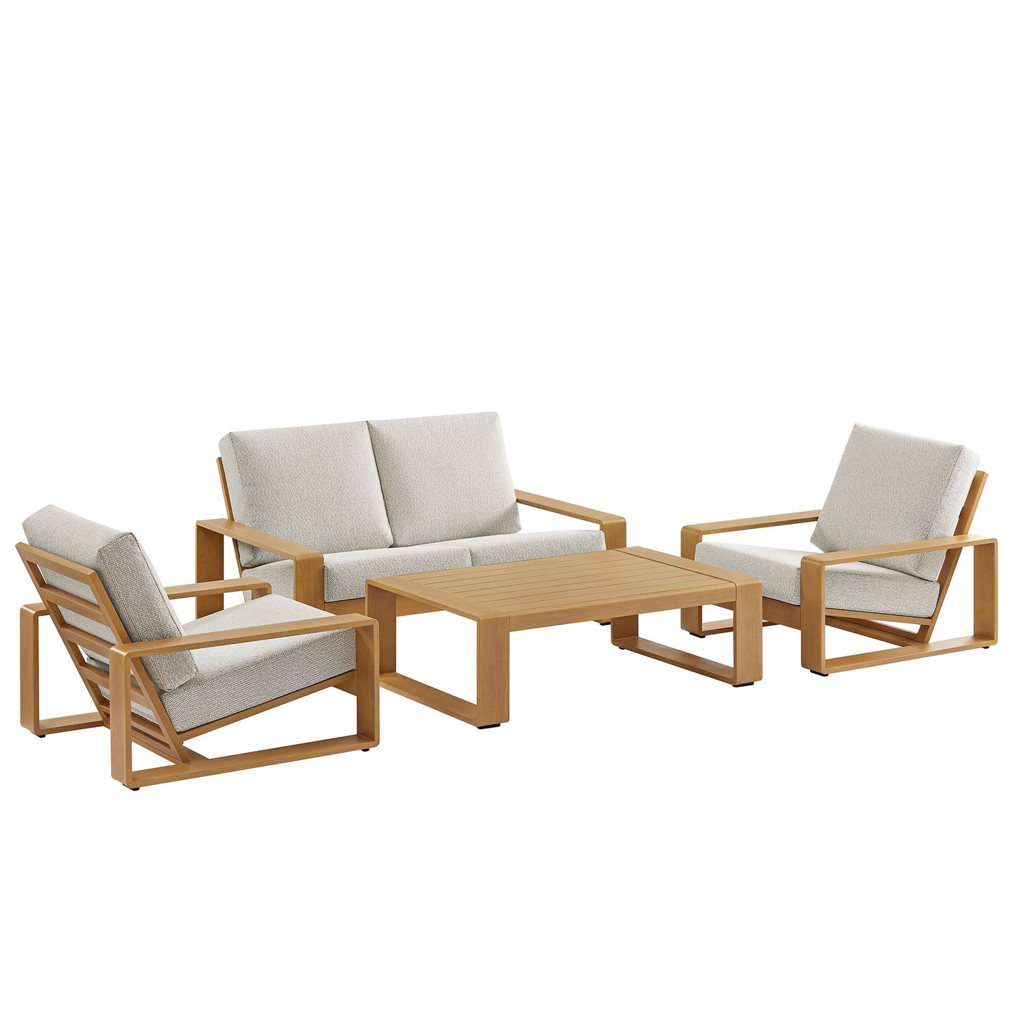 Modway Furniture Lirienne 4-Piece Outdoor Patio Aluminum Faux Wood Furniture Set – EEI-7322
