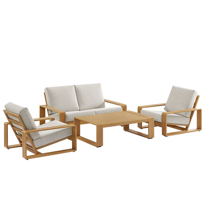 Modway Furniture Lirienne 4-Piece Outdoor Patio Aluminum Faux Wood Furniture Set – EEI-7322