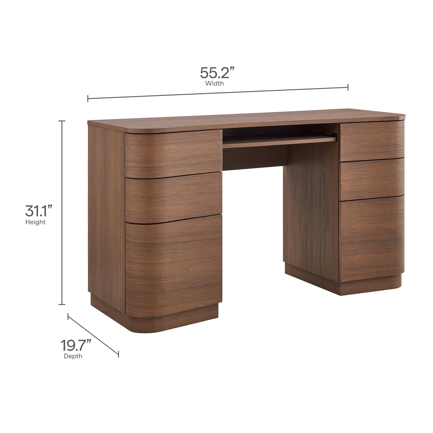 Modway furniture Mirae 55" 6-Drawer Curved Office Desk - EEI-7436-BOA