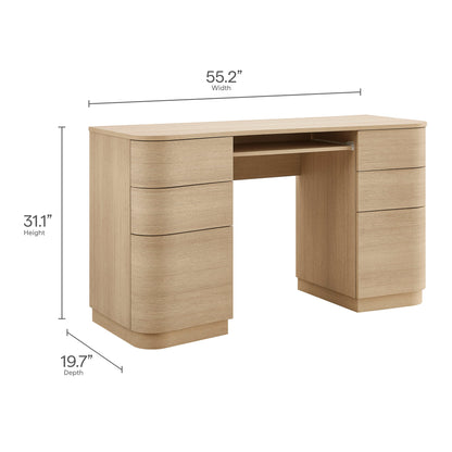 Modway furniture Mirae 55" 6-Drawer Curved Office Desk - EEI-7436-BOA