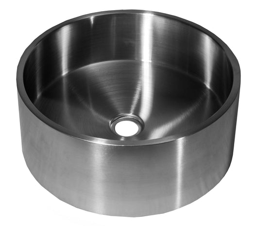 Eden Bath 15 3/4" Round Thick Rim Stainless Steel Bathroom Vessel Sink with Drain in Silver - EB_SS003SV