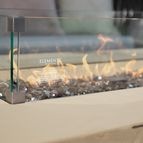 Elementi Plus Colorado Fire Table with Flame and wind guard closeup