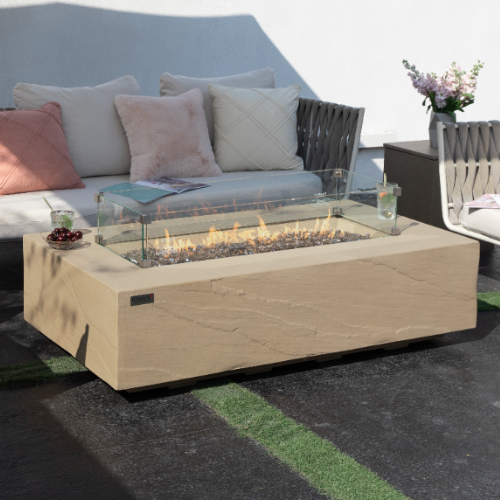 Elementi Plus Colorado Fire Table with Flame Close View