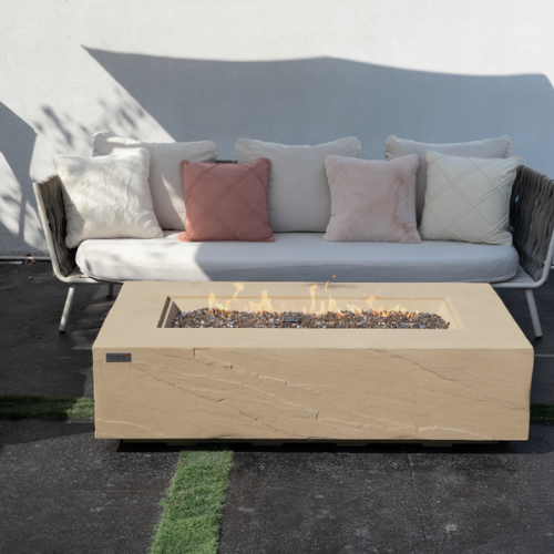 Elementi Plus Colorado Fire Table with flame sofa