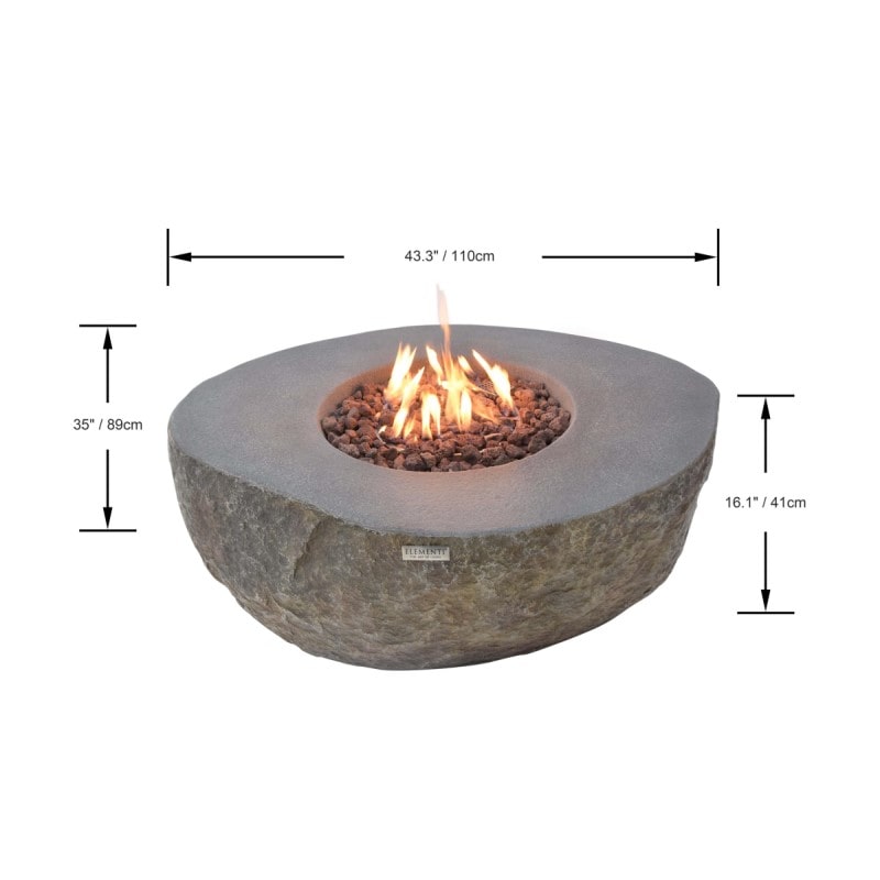 Elementi Boulder Fire Pit Dimensions