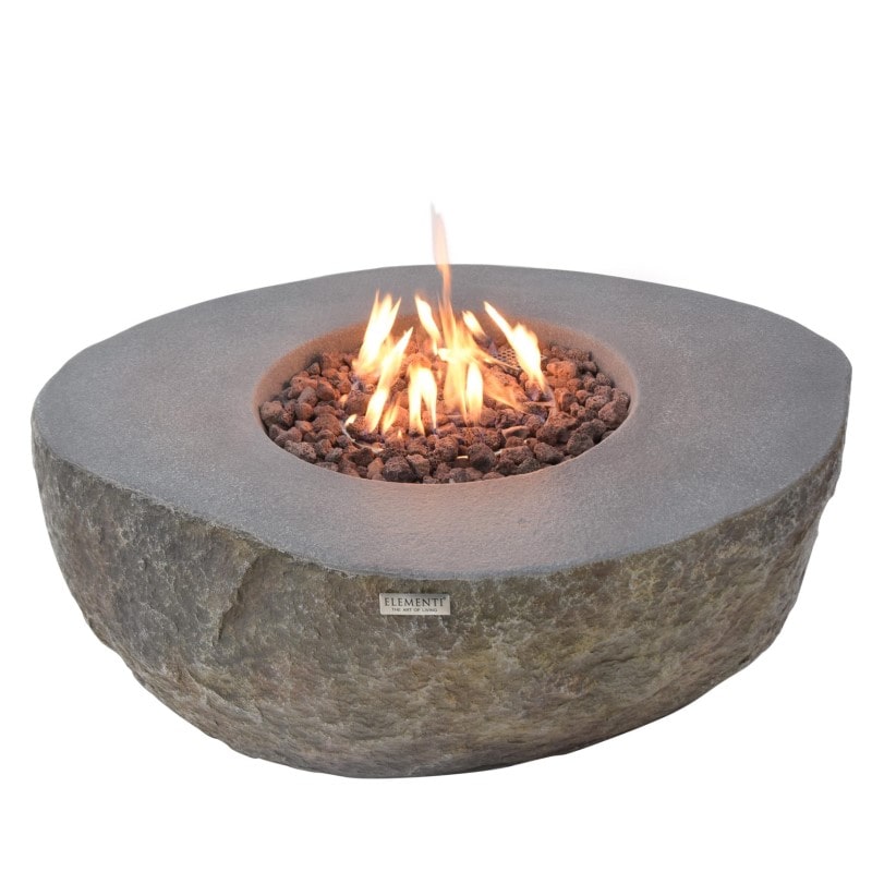 Elementi Boulder Fire Pit Lit