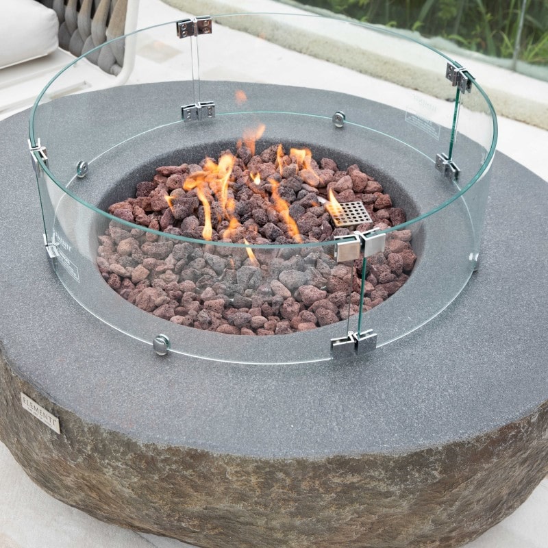 Elementi Boulder Fire Pit with WindScreen