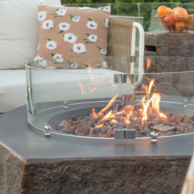 Elementi Columbia Fire Pit with Wind Screen Closeup