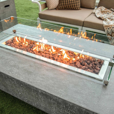 Elementi Hampton Fire Table LG Outdoor with Wind Screen