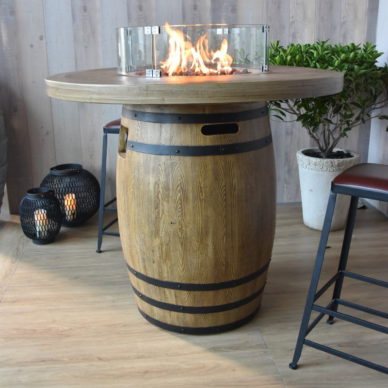 Elementi Lafite Barrel Fire Table with Wind Screen