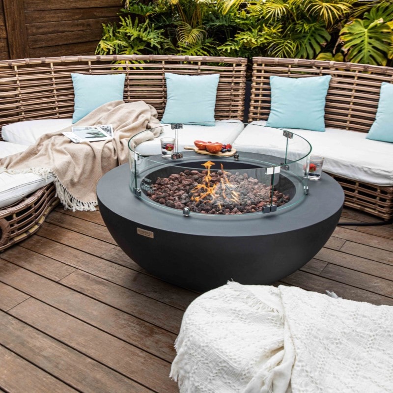 Elementi Lunar Fire Bowl Dark Gray Outdoor with Windscreen