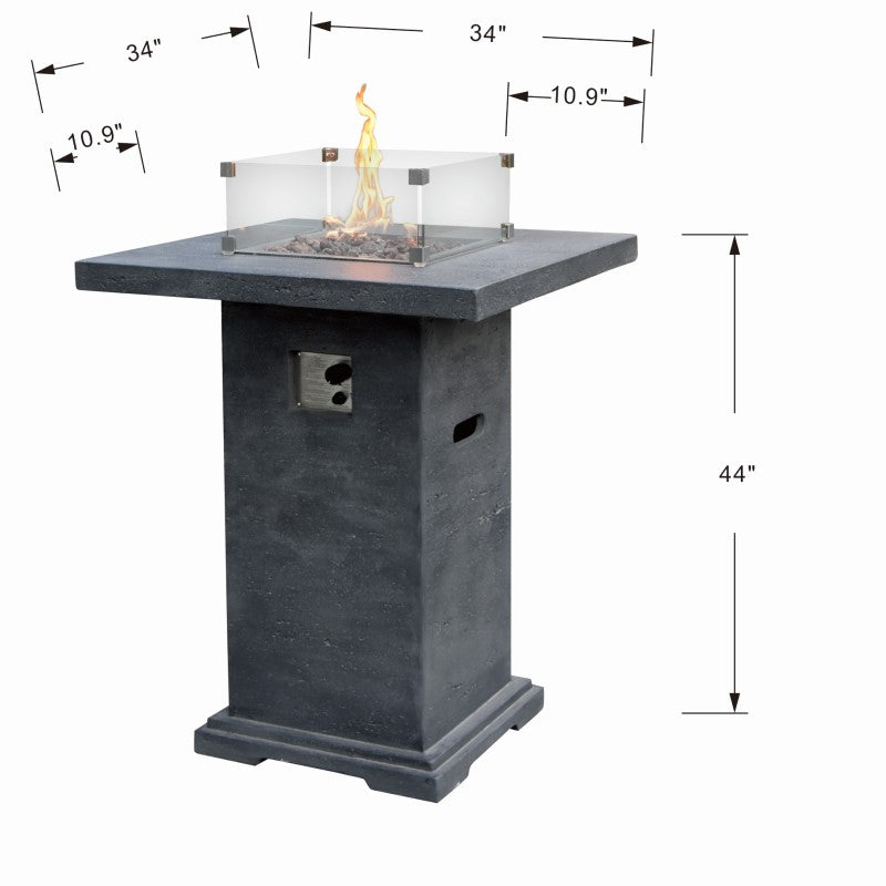 Elementi Montreal Fire Table DG Dimensions