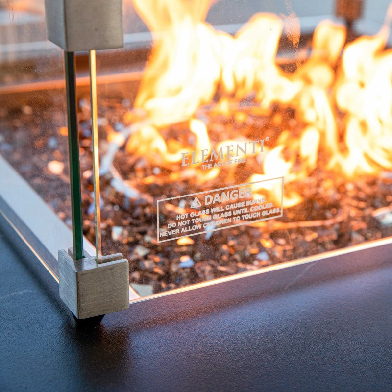 Elementi Plus Annecy Fire Table Black Wind Screen  Closeup
