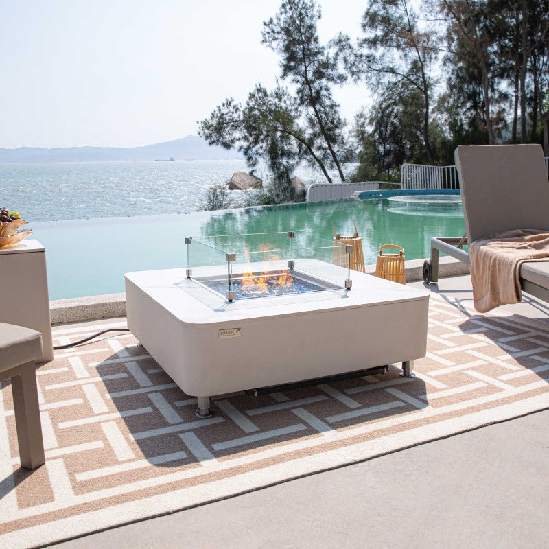 Elementi Plus Annecy Fire Table White with Wind Screen