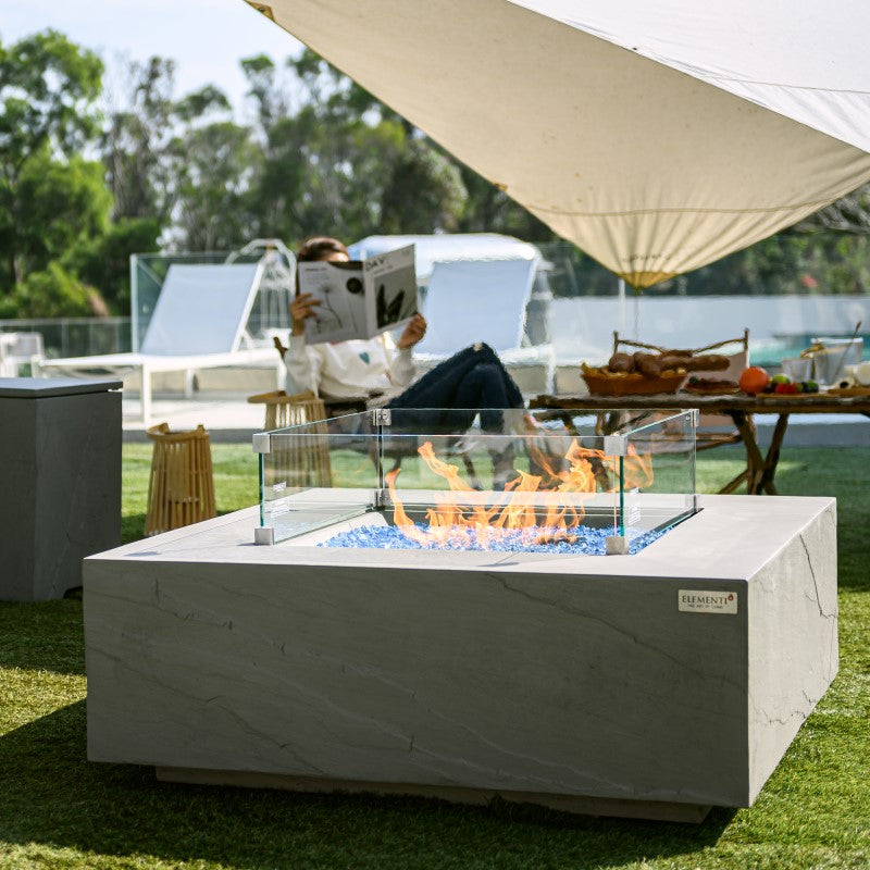 Elementi Plus Capertee Fire Table Outdoor with Wind Screen
