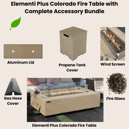 Elementi Plus Colorado Fire Table with Complete Accessory Bundle Image