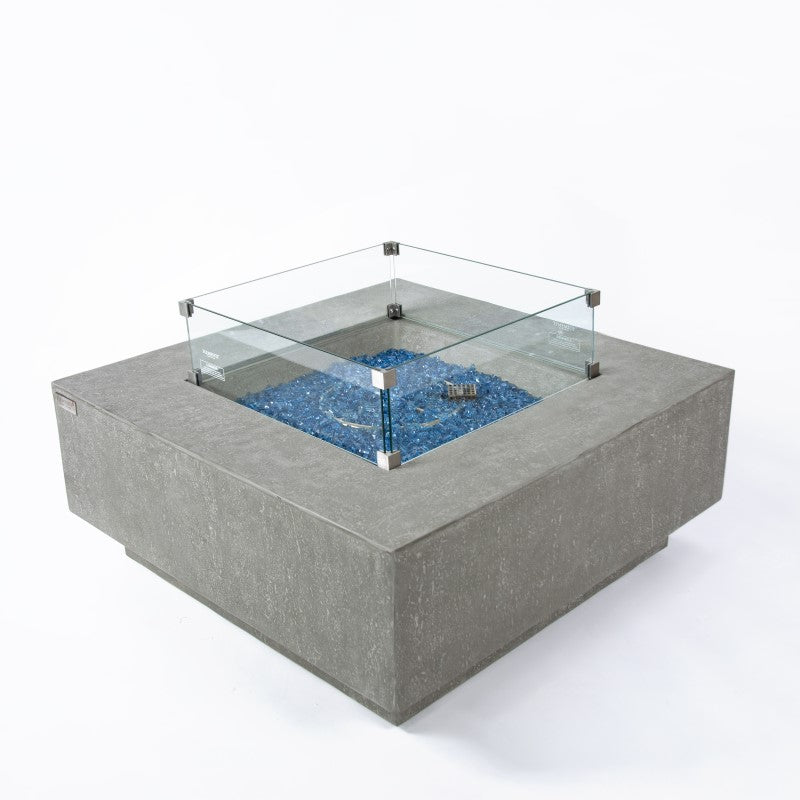 Elementi Plus Victoria Fire Table Angled with Windscreen