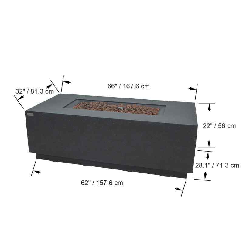 Elementi Andes Fire Table Dark Gray Specification