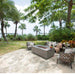Elementi Andes Fire Table Light Grey no flame backyard set up