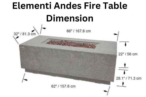 Elementi Andes Fire Table Dimensions