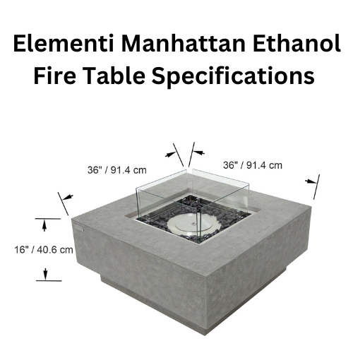 Elementi Manhattan Ethanol Fire Table Specification