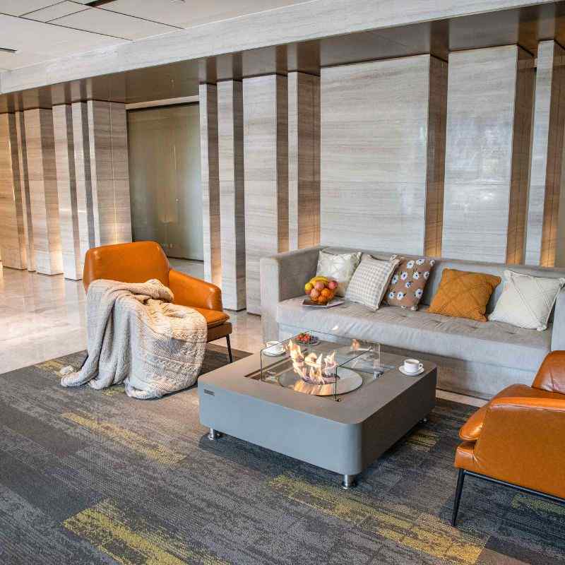 Elementi Perth Ethanol Fire Pit Space Grey Indoor with sofa