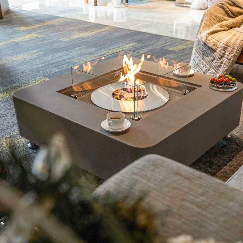 Elementi Perth Ethanol Fire Pit Space Grey with Flame Set up