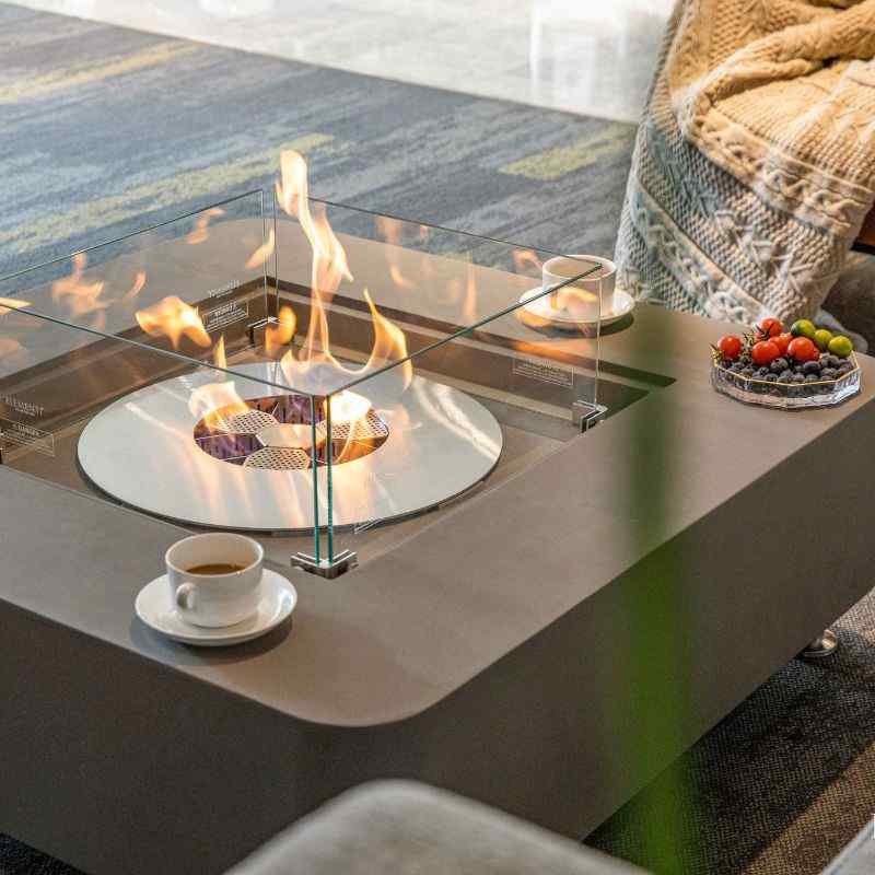 Elementi Perth Ethanol Fire Pit Space Grey with Flame and windscreen