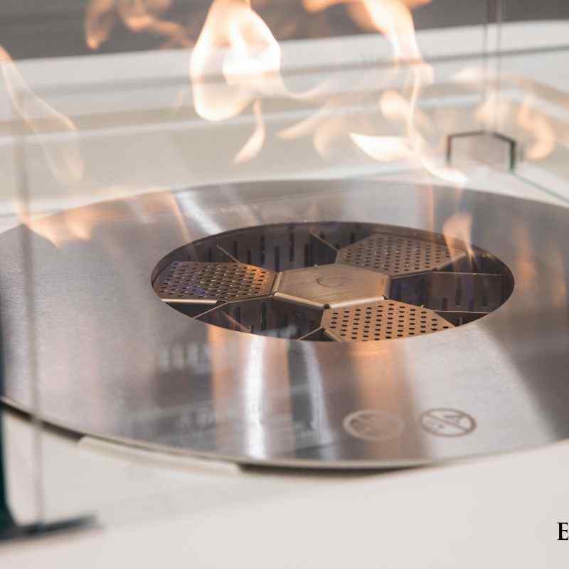 Elementi Perth Ethanol Fire Pit Cream white Burner with Flame