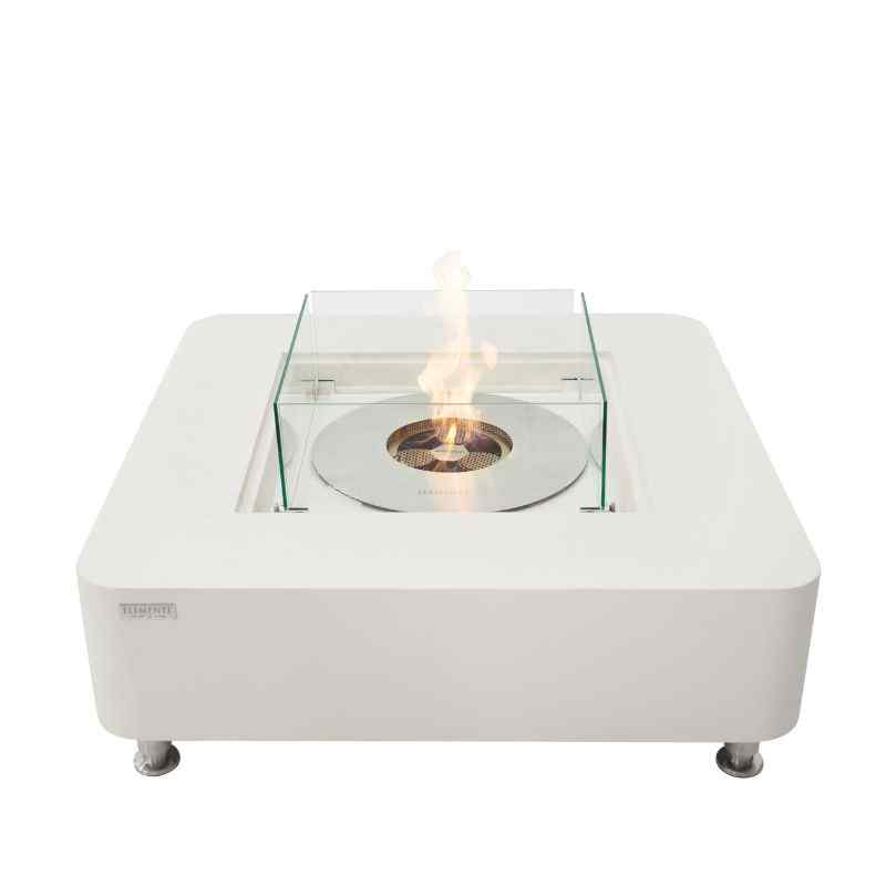 Elementi Perth Ethanol Fire Pit Cream white Full set Up