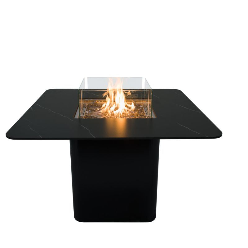 Elementi Plus Brugge Dining Fire Table With Flame and windscreen silo