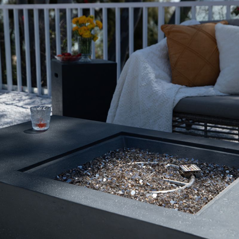 Elementi Plus Cannes Fire Table with fire glass but No Flame