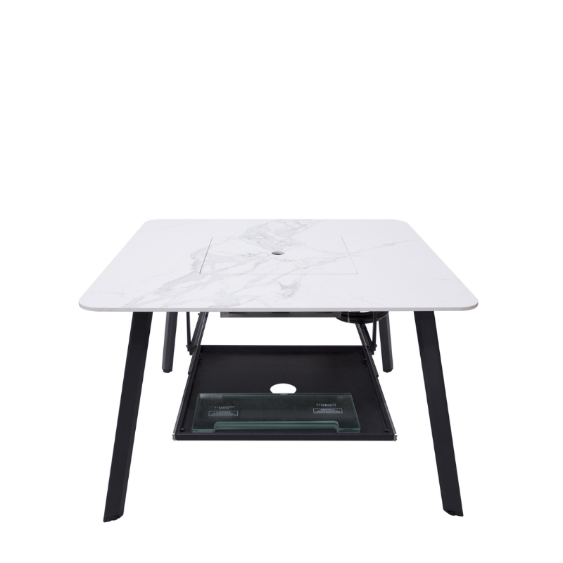 Elementi Plus Helsinki Marble Porcelain Dining fire Table with lid cover silo