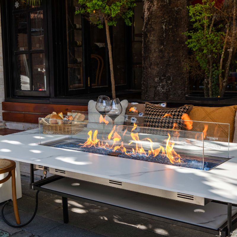 Elementi Plus Oslo Dining Fire Table Outdoor Set Up Commercial Use
