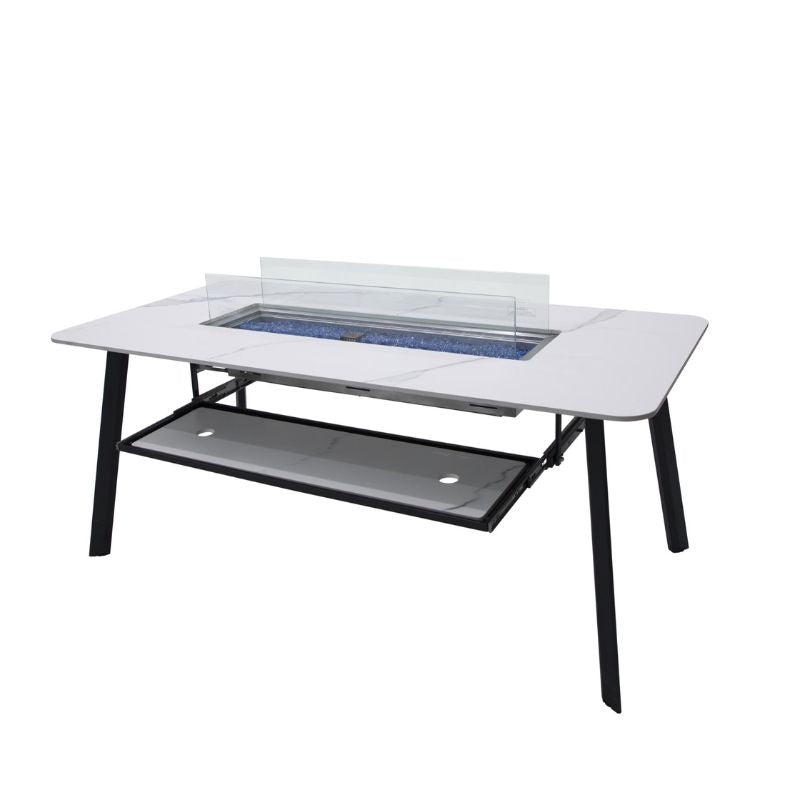 Elementi Plus Oslo Dining Fire Table With windscreen silo
