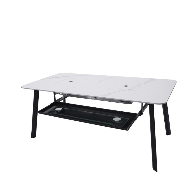 Elementi Plus Oslo Dining Fire Table with Porcelain Lid Cover Silo