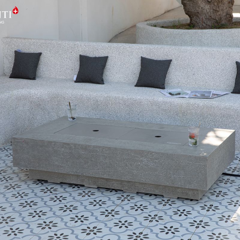 Elementi Plus Riviera Fire Table With Aluminum Lid backyard