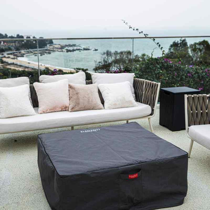 Elementi Plus Roraima Fire Table Canvas cover balcony set up