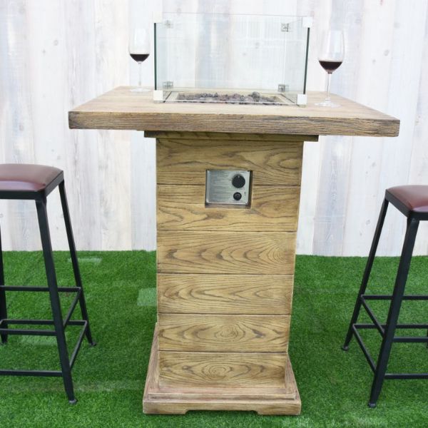 Elementi Rova Fire Bar Table Front Angle Set up but no flame