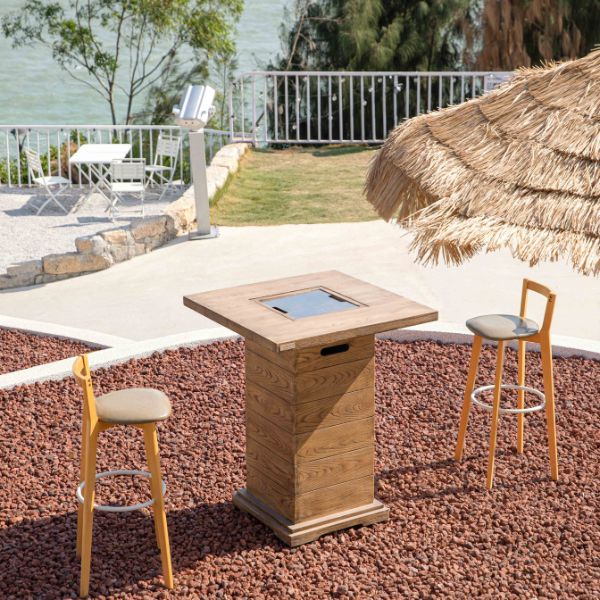 Elementi Rova Fire Bar Table With stainless Lid cover Outdoor Setting