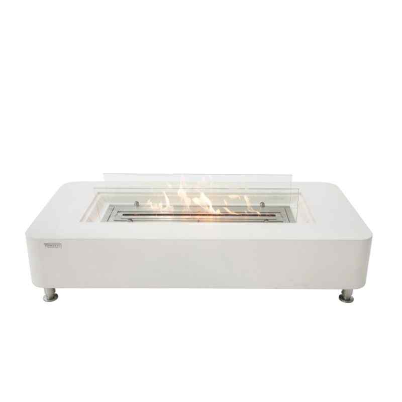 Elementi Sydney ethanol fire Pit Cream white with flame silo