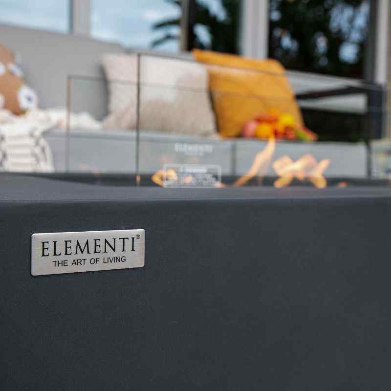 Elementi Sydney Ethanol Fire Pit Slate Black Front with logo brandname