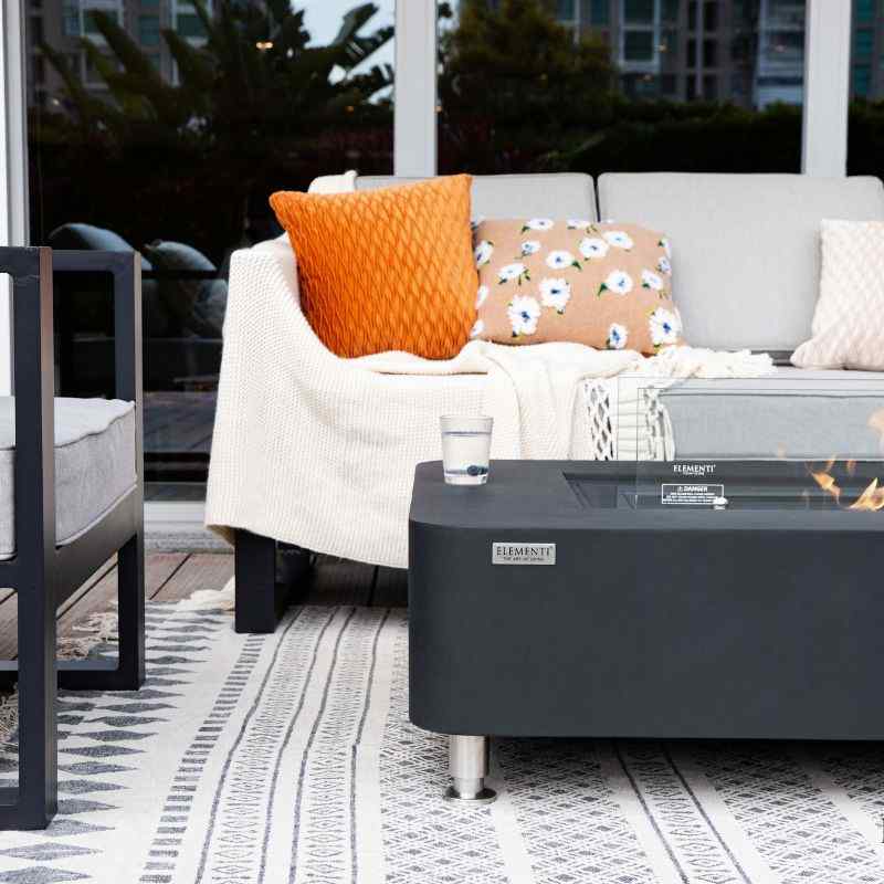 Elementi Sydney Ethanol Fire Pit Slate black backyard set up