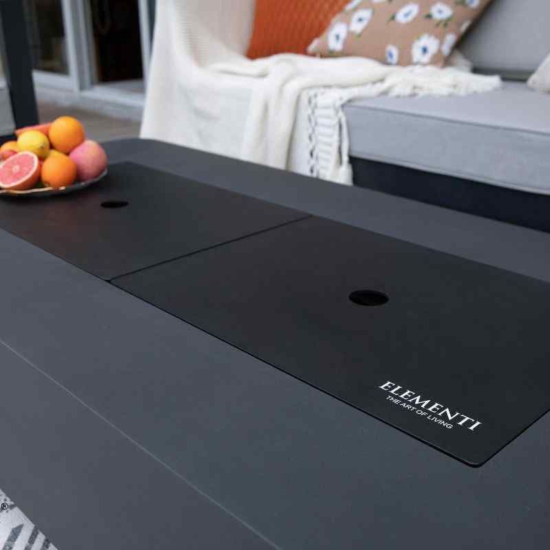 Elementi Sydney Ethanol Fire Pit Slate Black with aluminum lid Angle