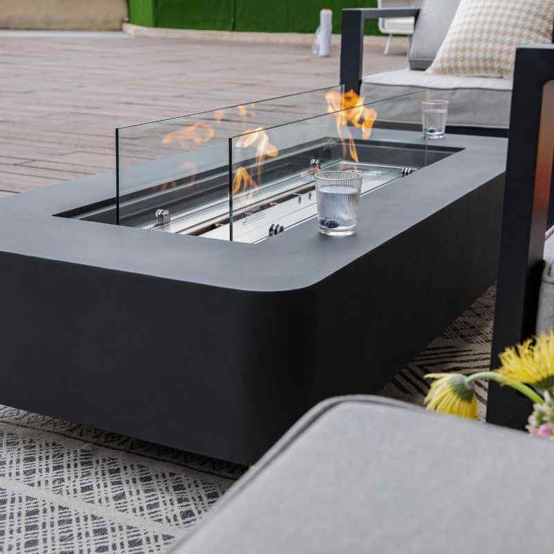 Elementi Sydney Ethanol Fire Pit Slate black with windscreen